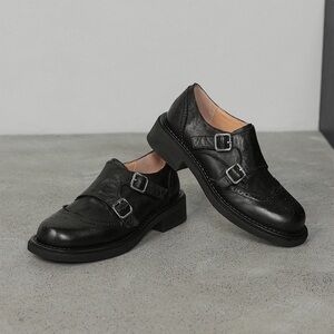 Black Leather Oxford Loafers Shoes